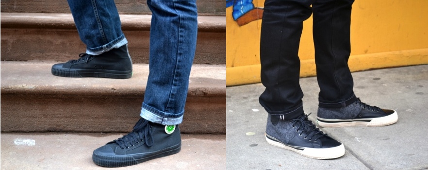 black leather pf flyers