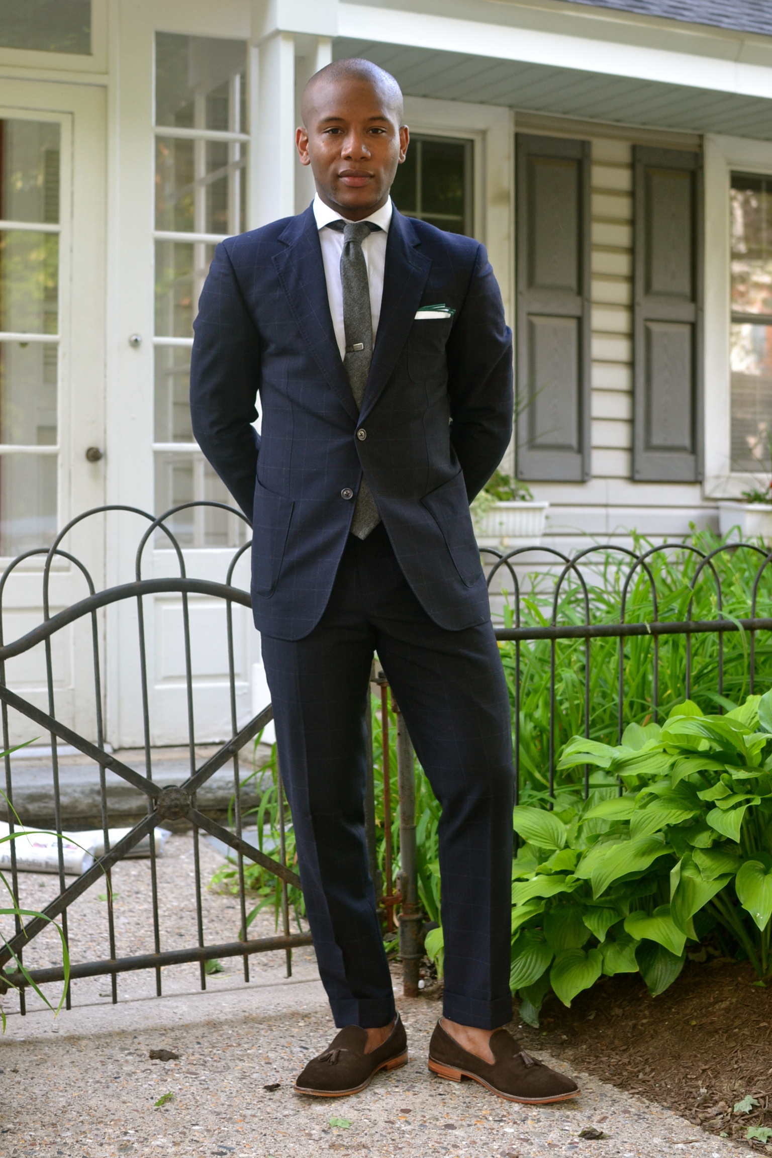 Sabir Peele In Brimble & Clark Windowpane Suit
