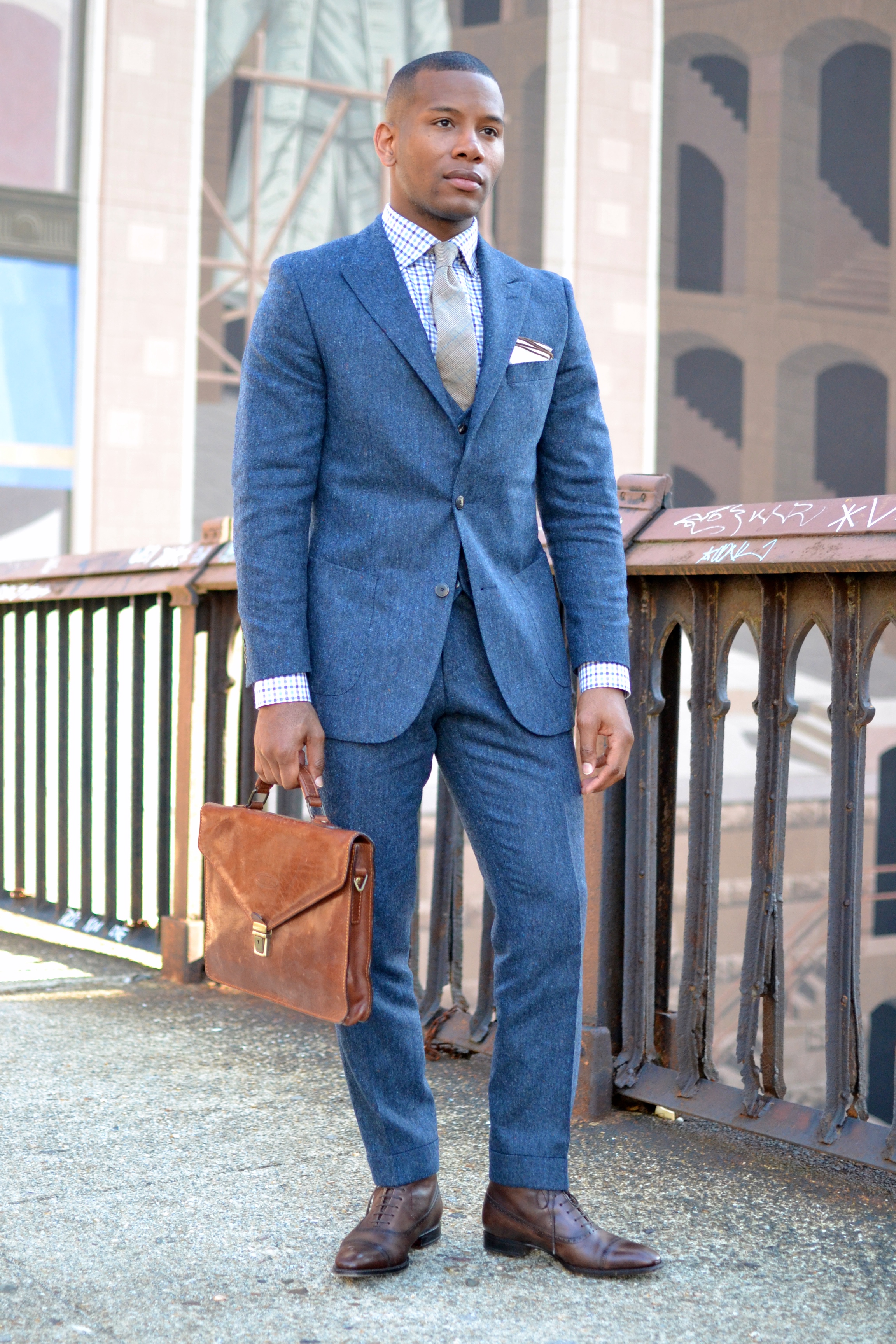 blue donegal suit