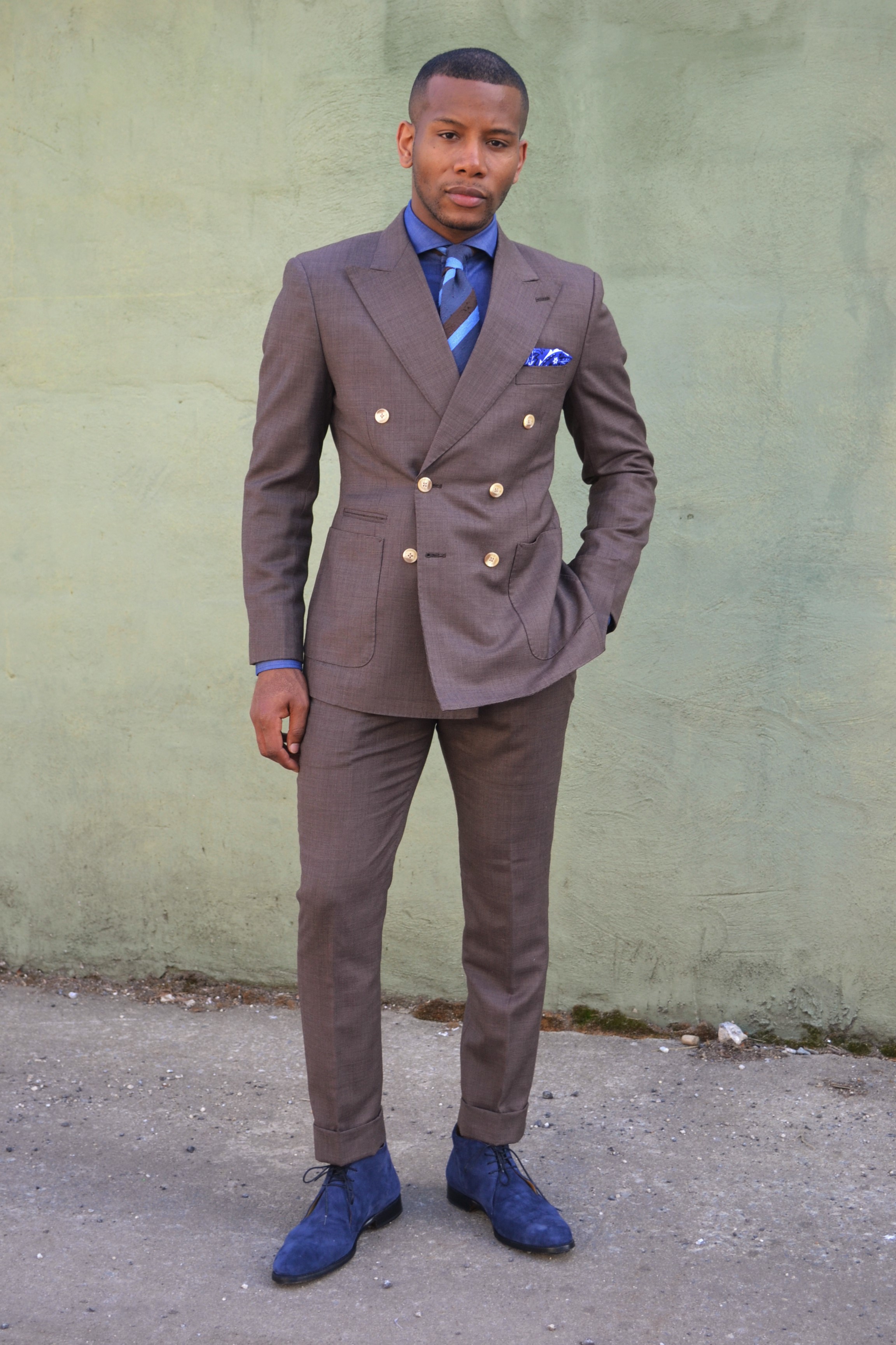 Imparali Double Breasted Brown Suit on Men's Style Pro