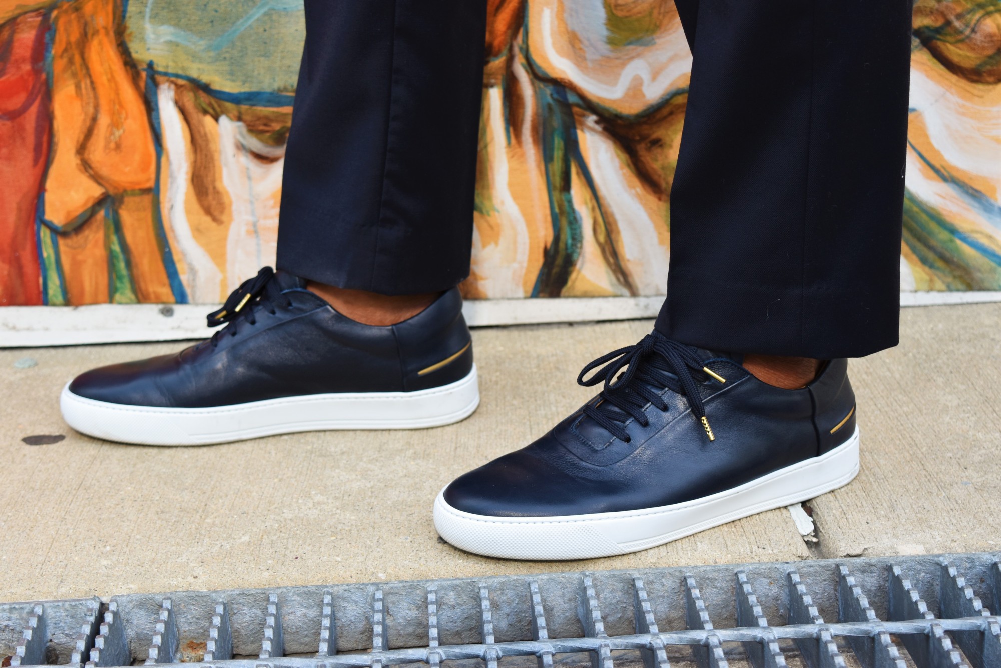 RIST's Navy Leather Wynwood Low Top Sneakers