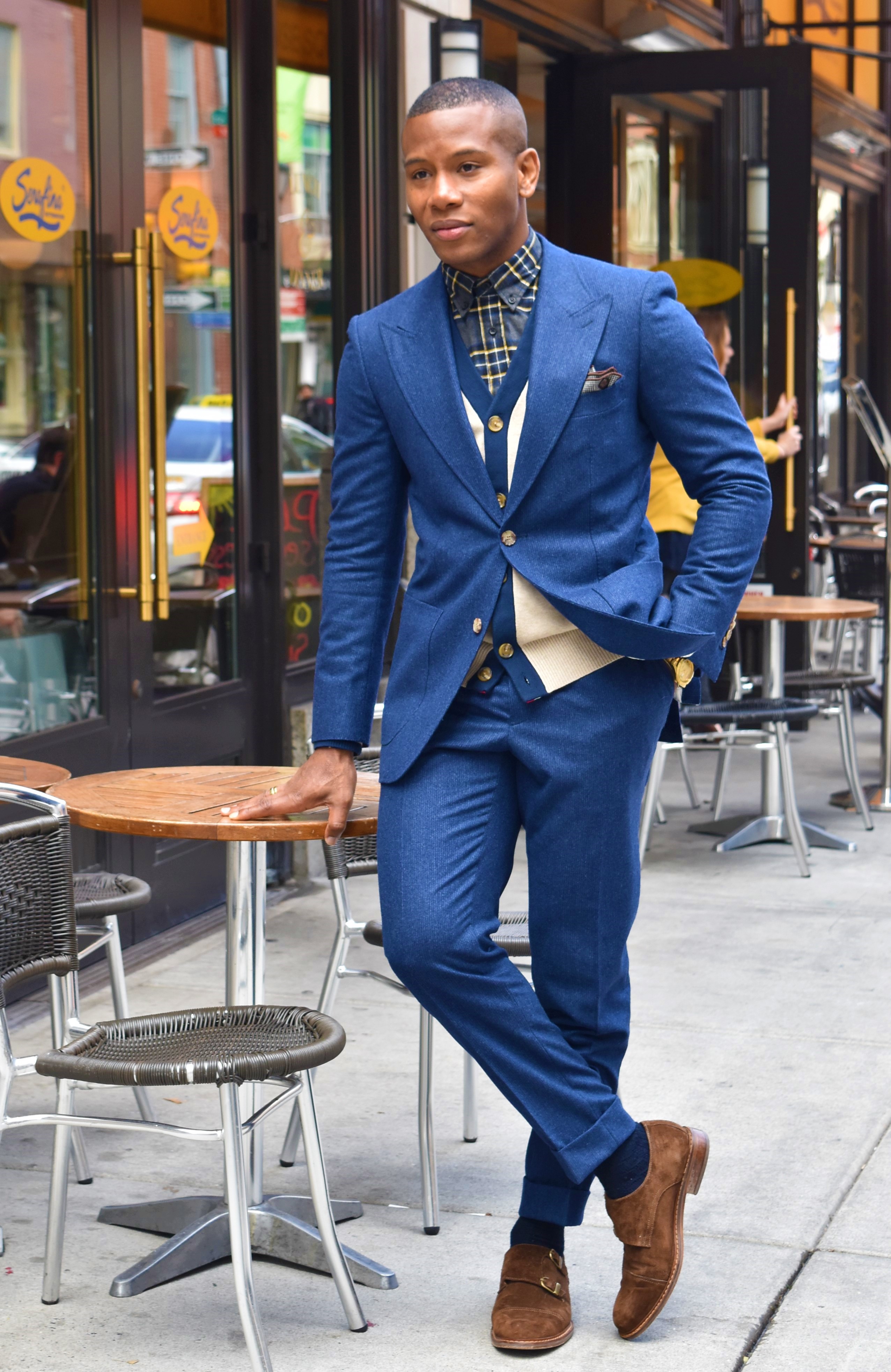 Sabir M. Peele of Men's Style Pro in Acura's Look The Part Campaign Wear Suitsupply Washington Suit