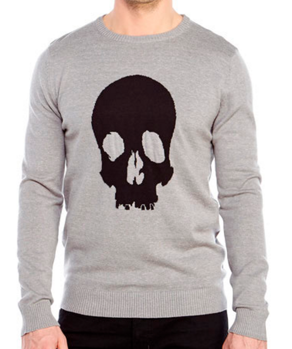 Brave Soul Grey Skull knit sweater c21 stores