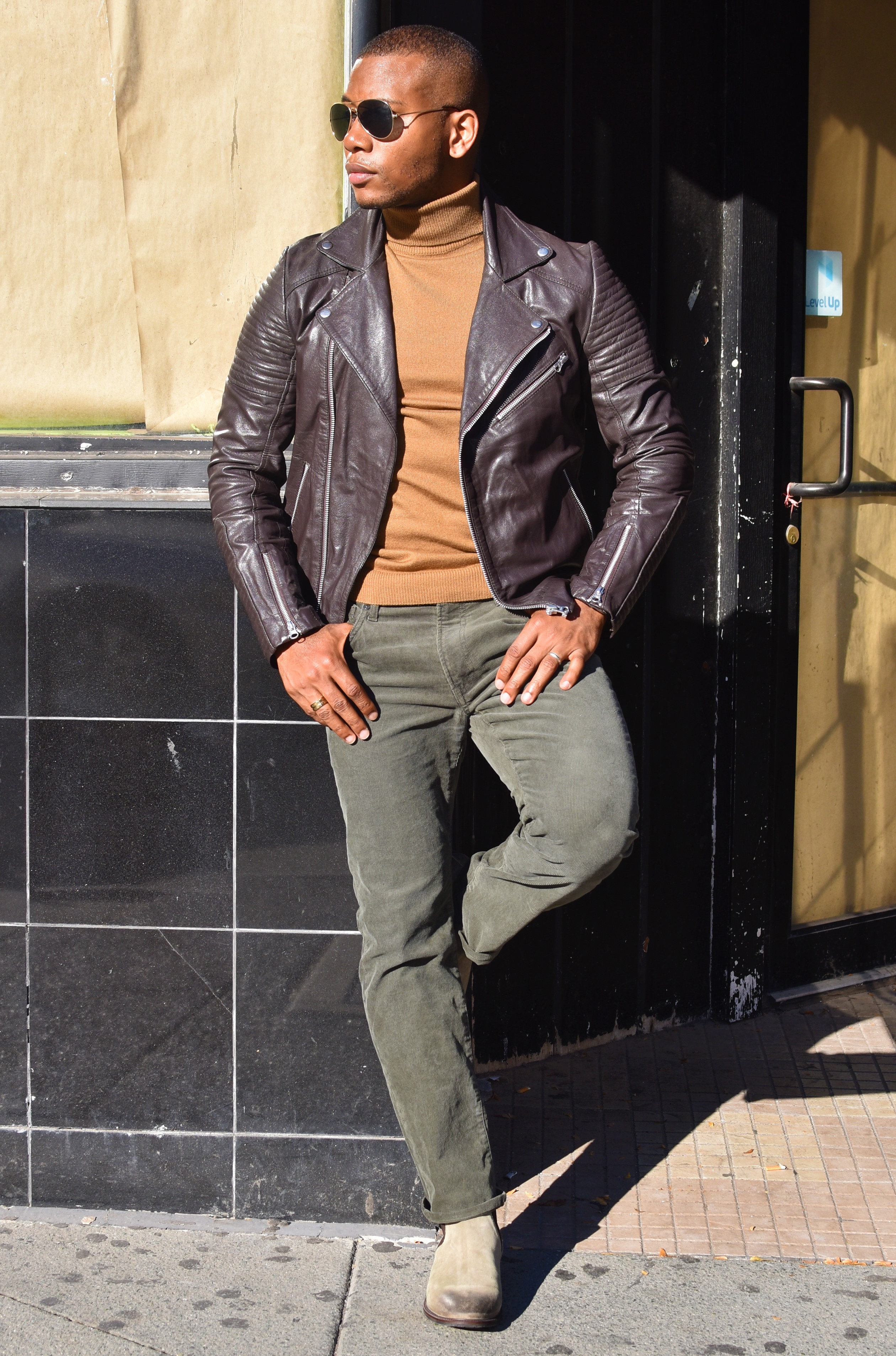 Sabir M. Peele Of Men's Style Pro In Asos Leather Moto Jacket