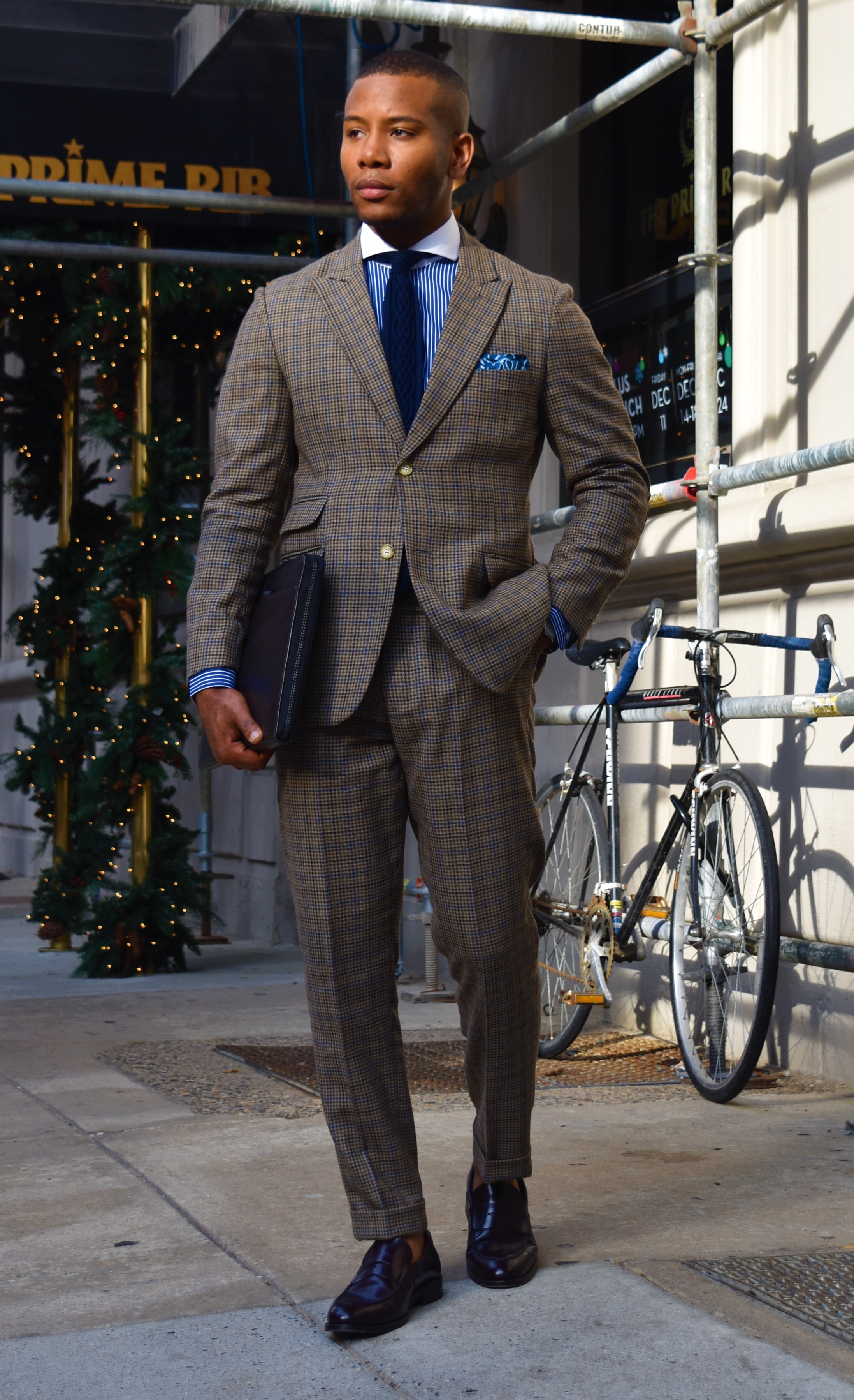 Sabir Of Men's Style Pro wearing Tailor 4 Less Unstructured Plaid Tweed Suit