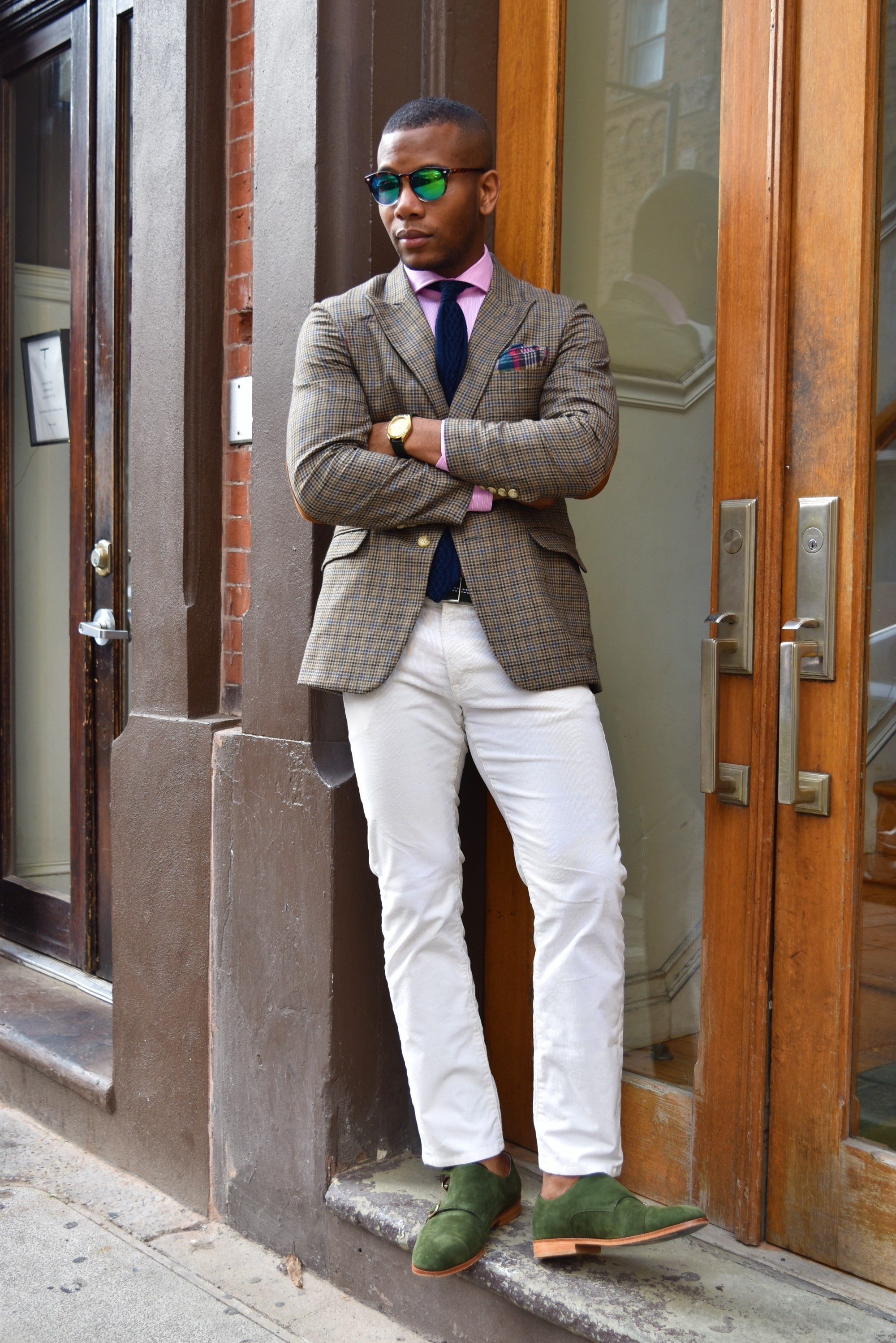 Sabir Of Men's Style Pro wearing Tailor 4 Less Unstructured Plaid Tweed Suit