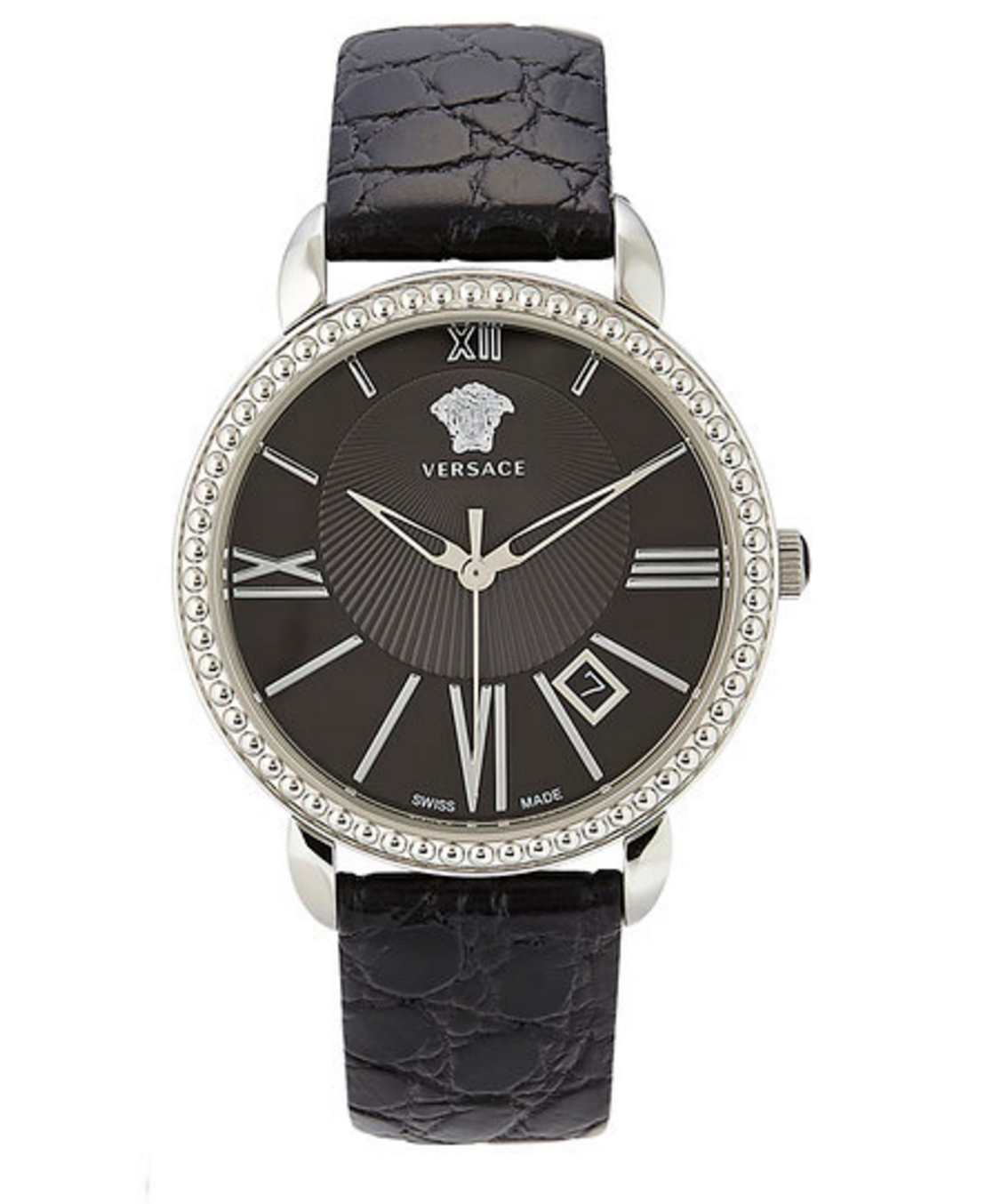 Versace Silver-Tone & Black Watch