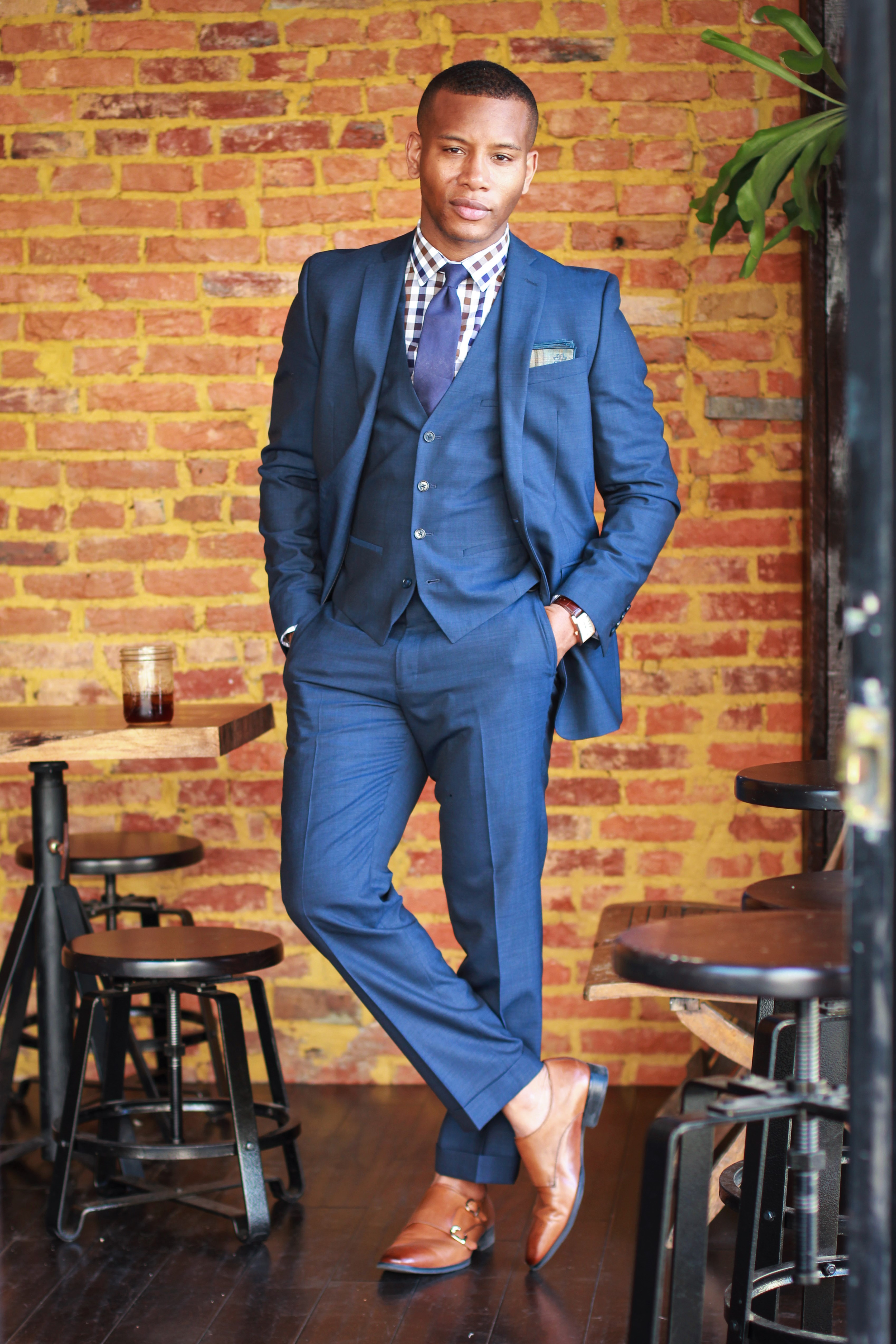 Sabir M. Peele of Men's Style Pro in Bar III Midnight Blue Suit For Macy's #Sponsored