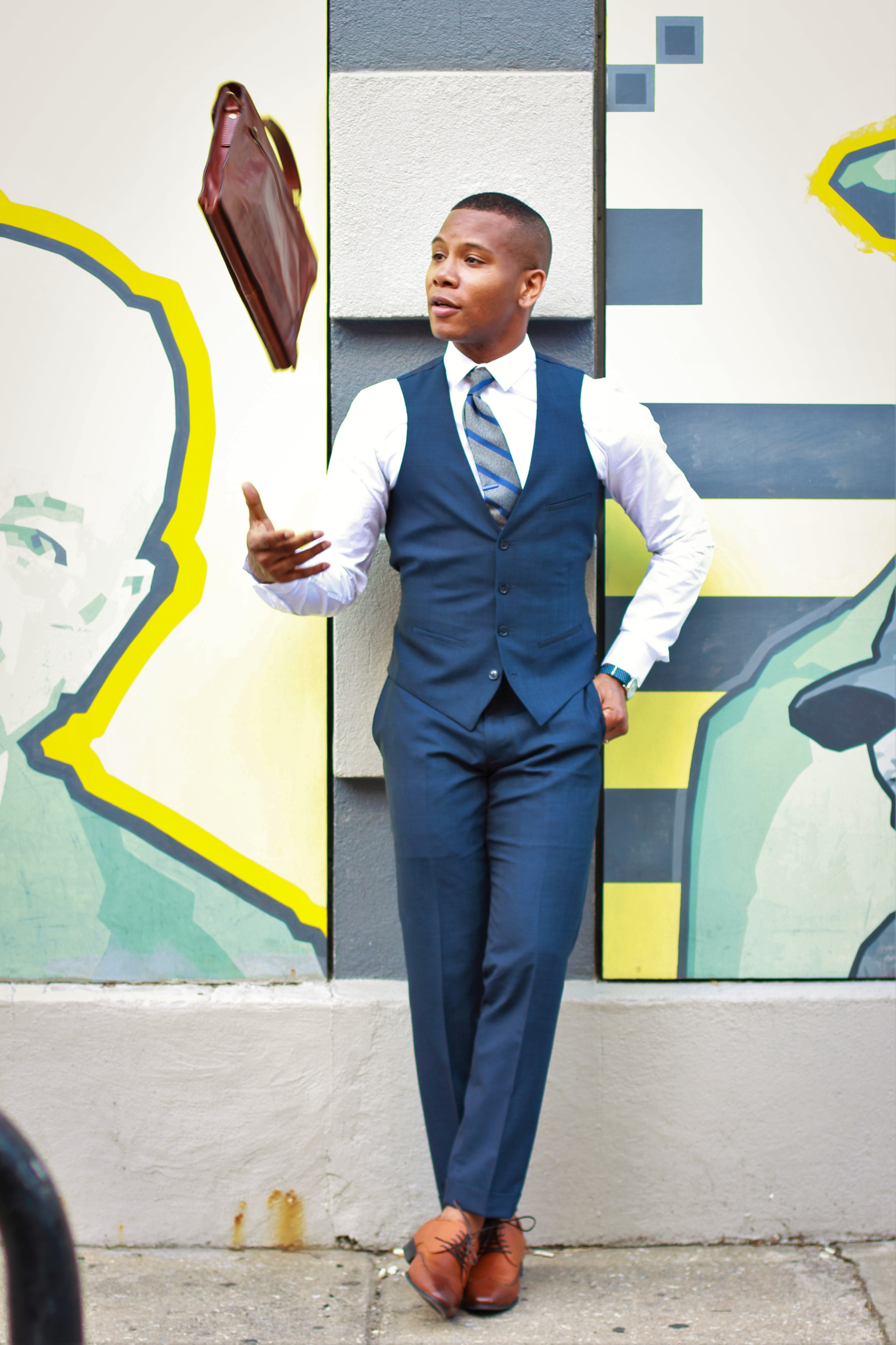 Sabir M. Peele of Men's Style Pro in Bar III Midnight Blue Suit For Macy's #Sponsored