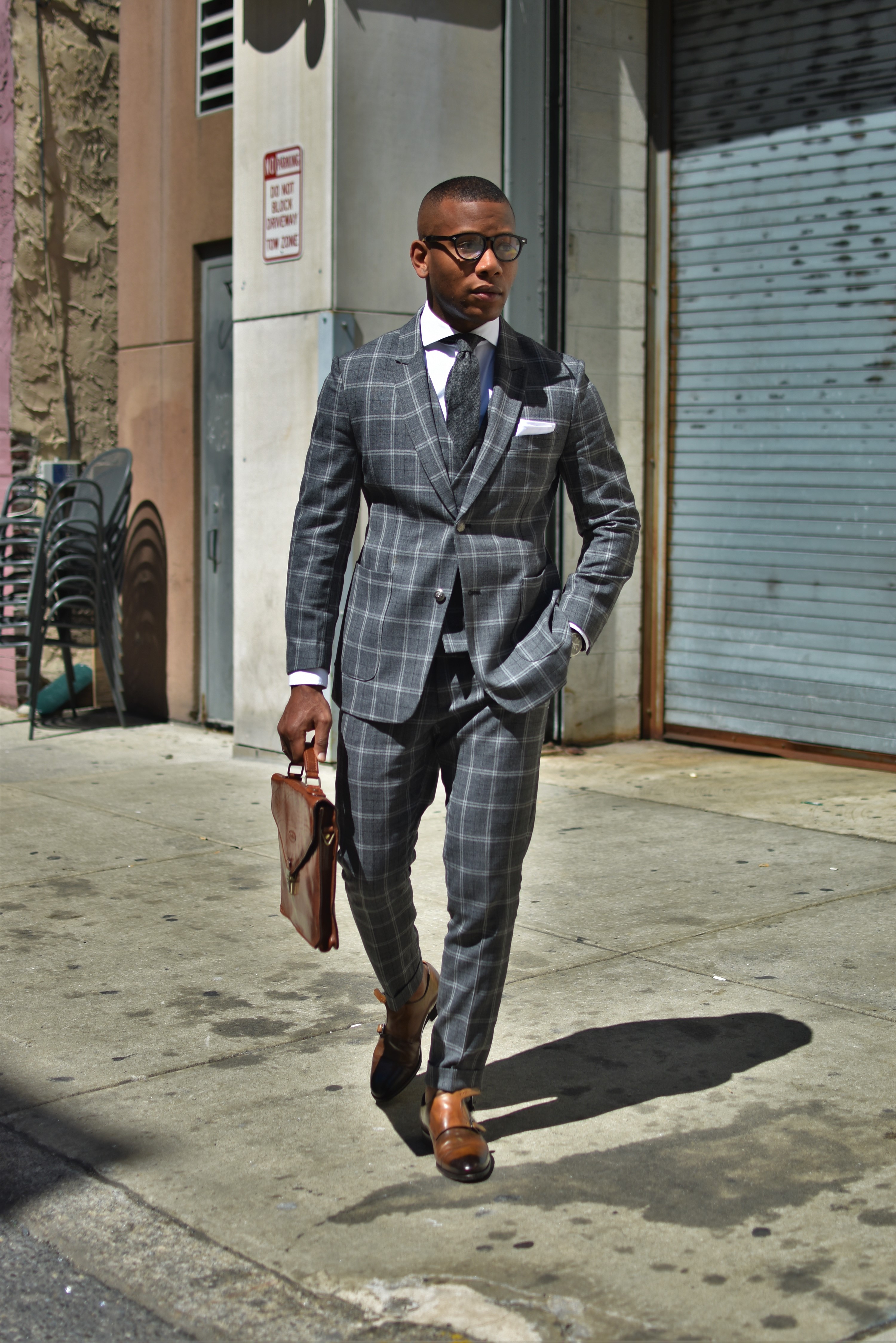 Men's Style Pro in Grey Plaid Tailor 4 Less Suit