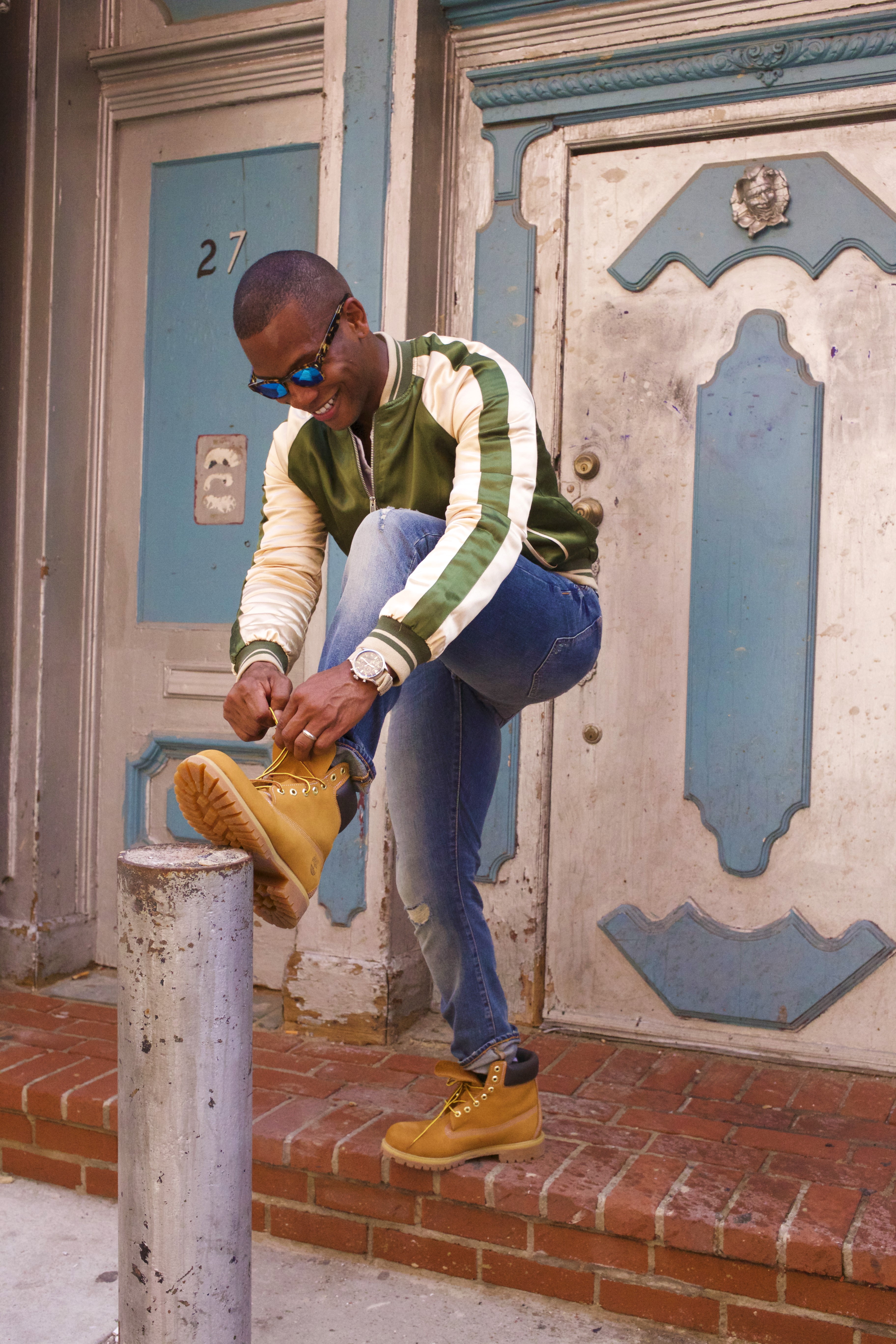 Sabir Of Men's Style Pro in Timberland 6 inch yellow boots