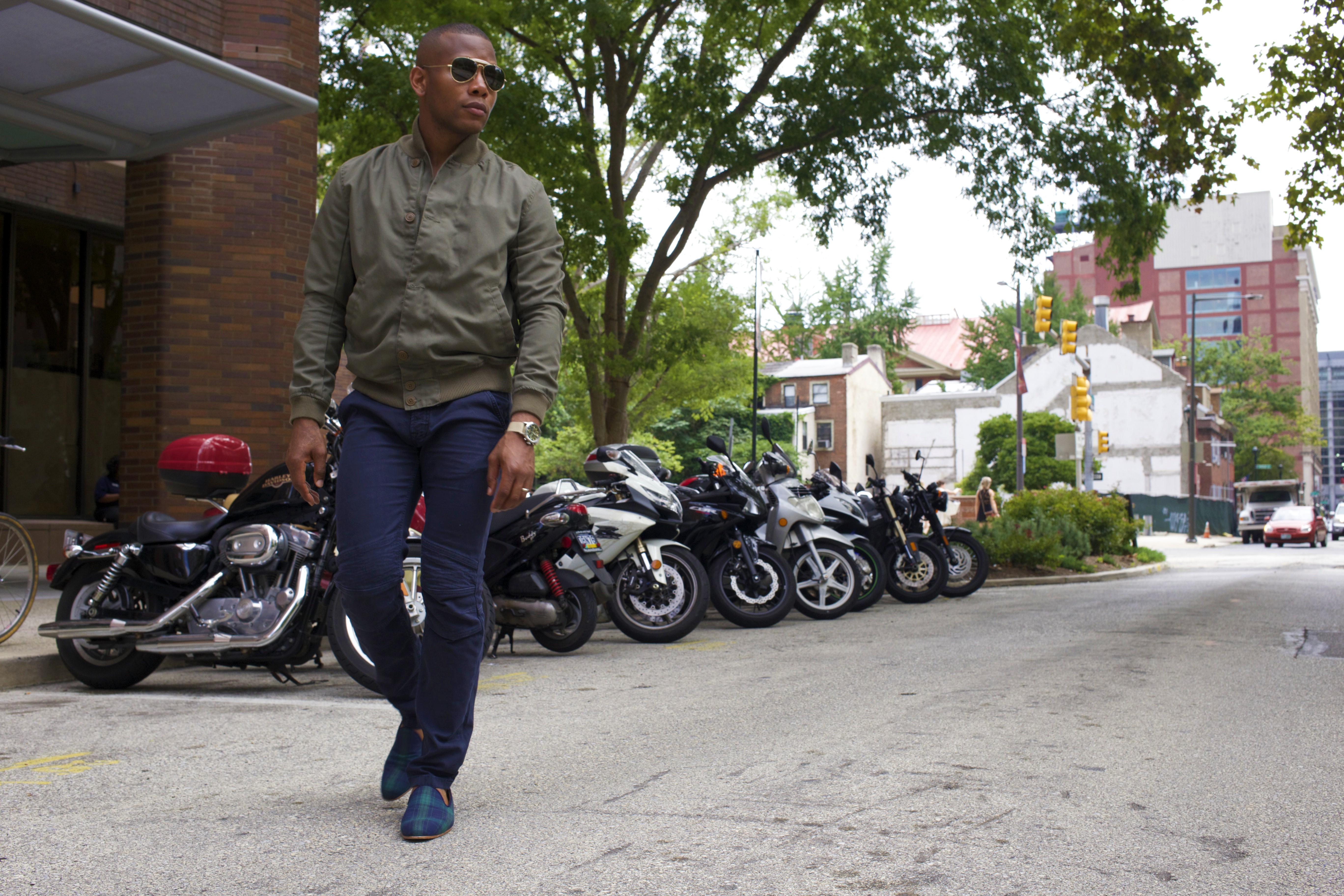 Sabir M. Peele of Men's Style Pro wearing The Napa Slipper moto stroll 2
