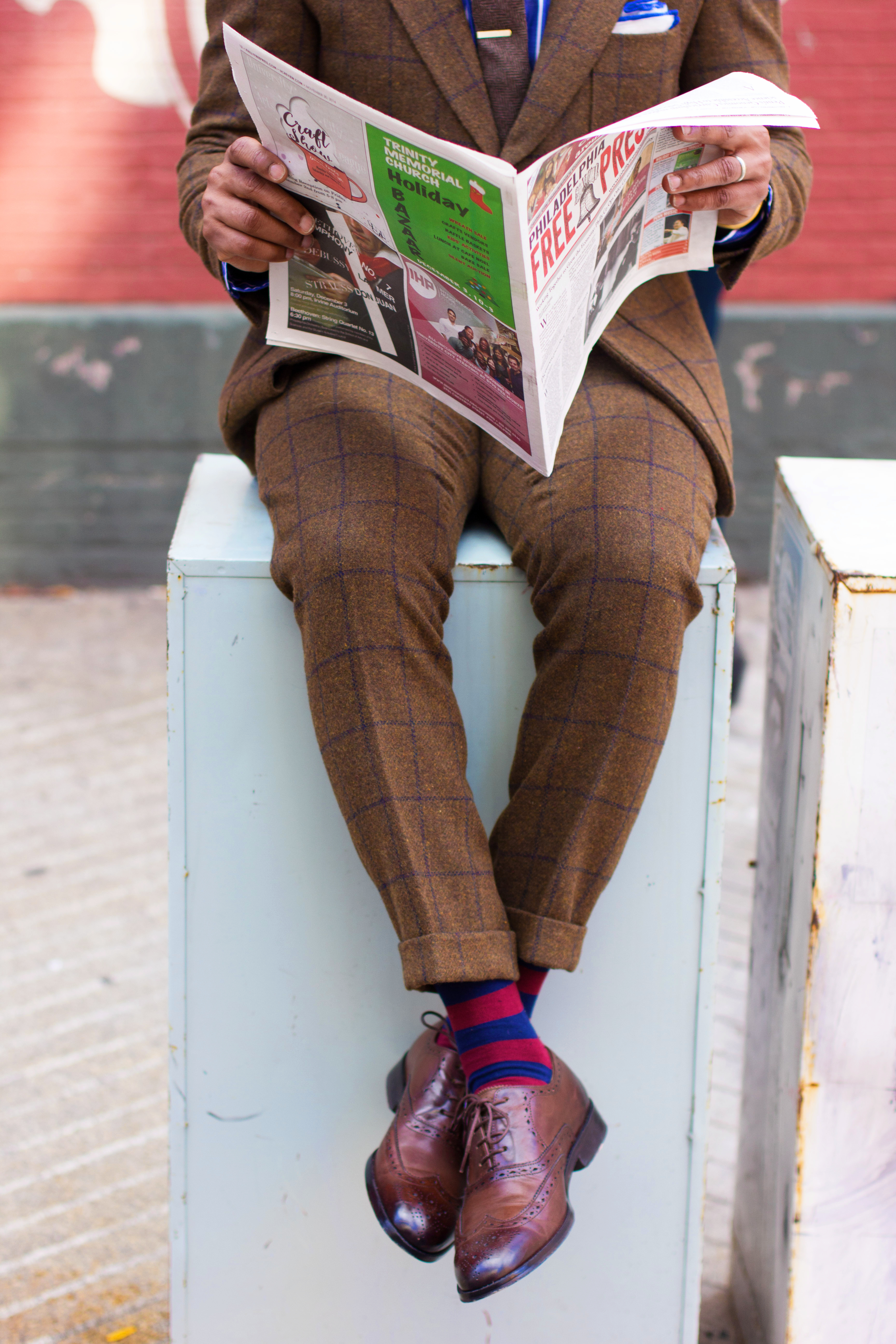 Men's Brown Tweed Windowpane Suit on Sabir M. Peele of Men's Style Pro