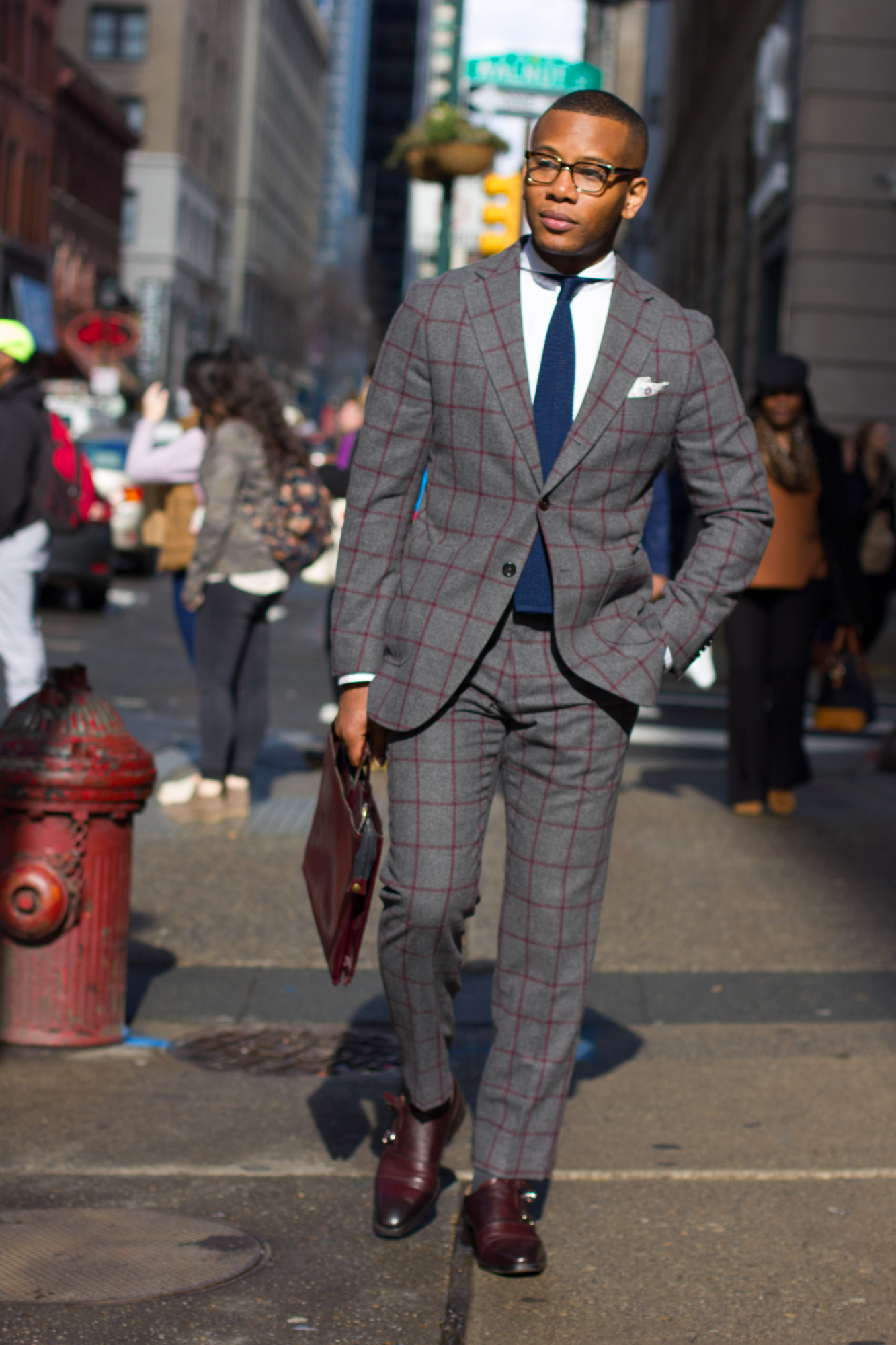 Bold Suit Style with knot standard windowpane suit on Men's Style Pro