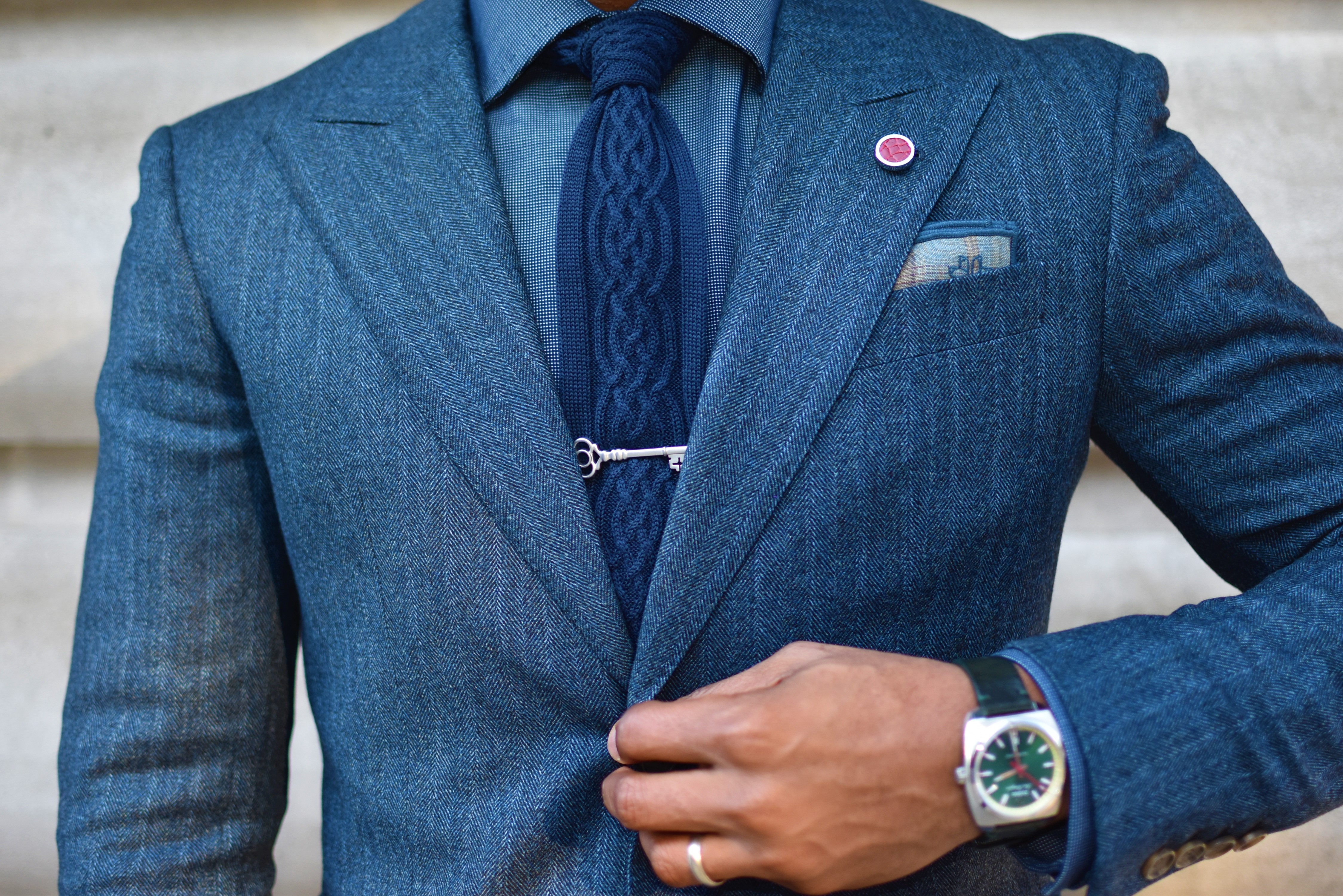 Monochromatic Blue Herringbone Flannel Suiting – Men’s Style Pro | Men ...