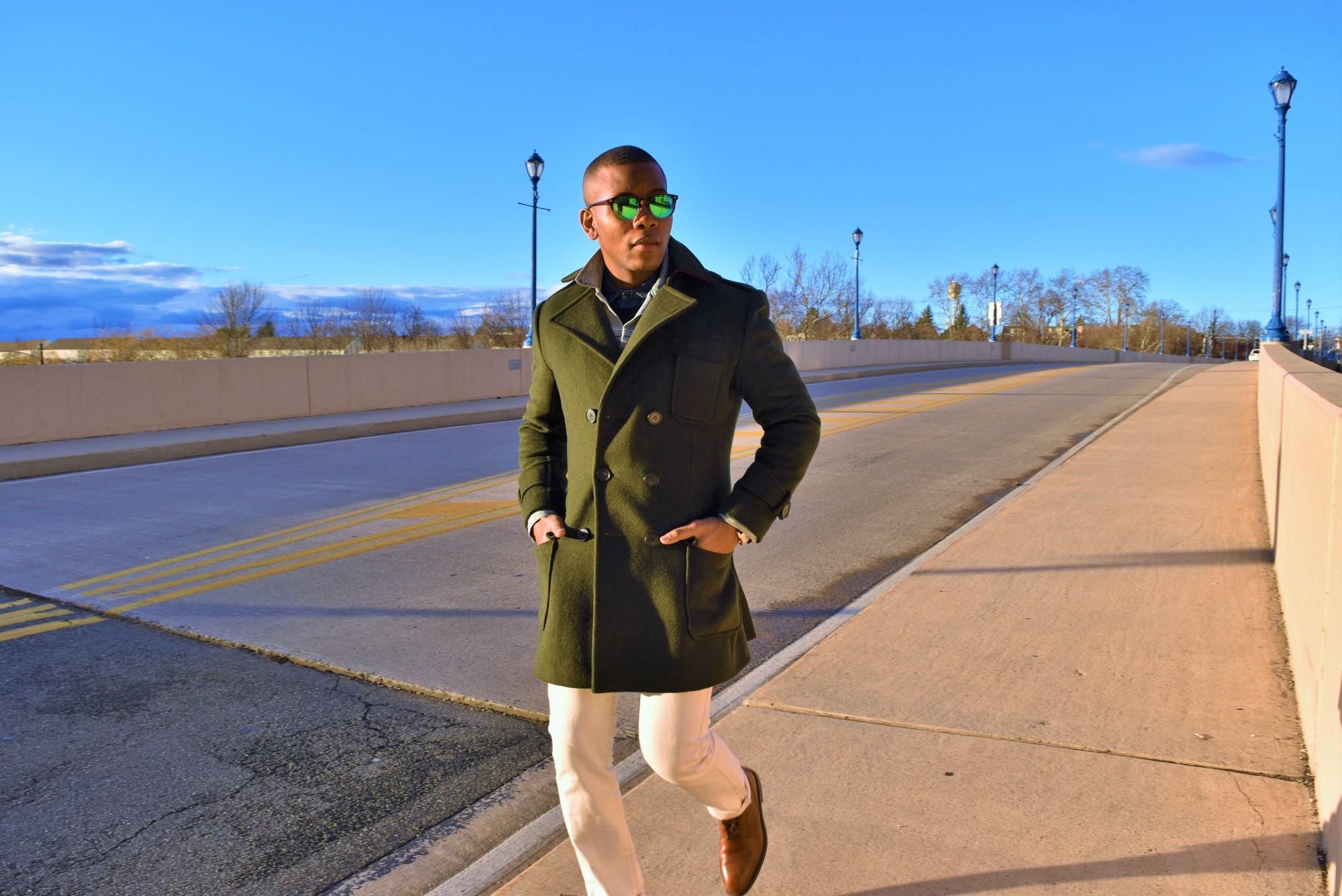 Double Breasted Green Wool & Cashmere Topcoat by Tailor 4 Less