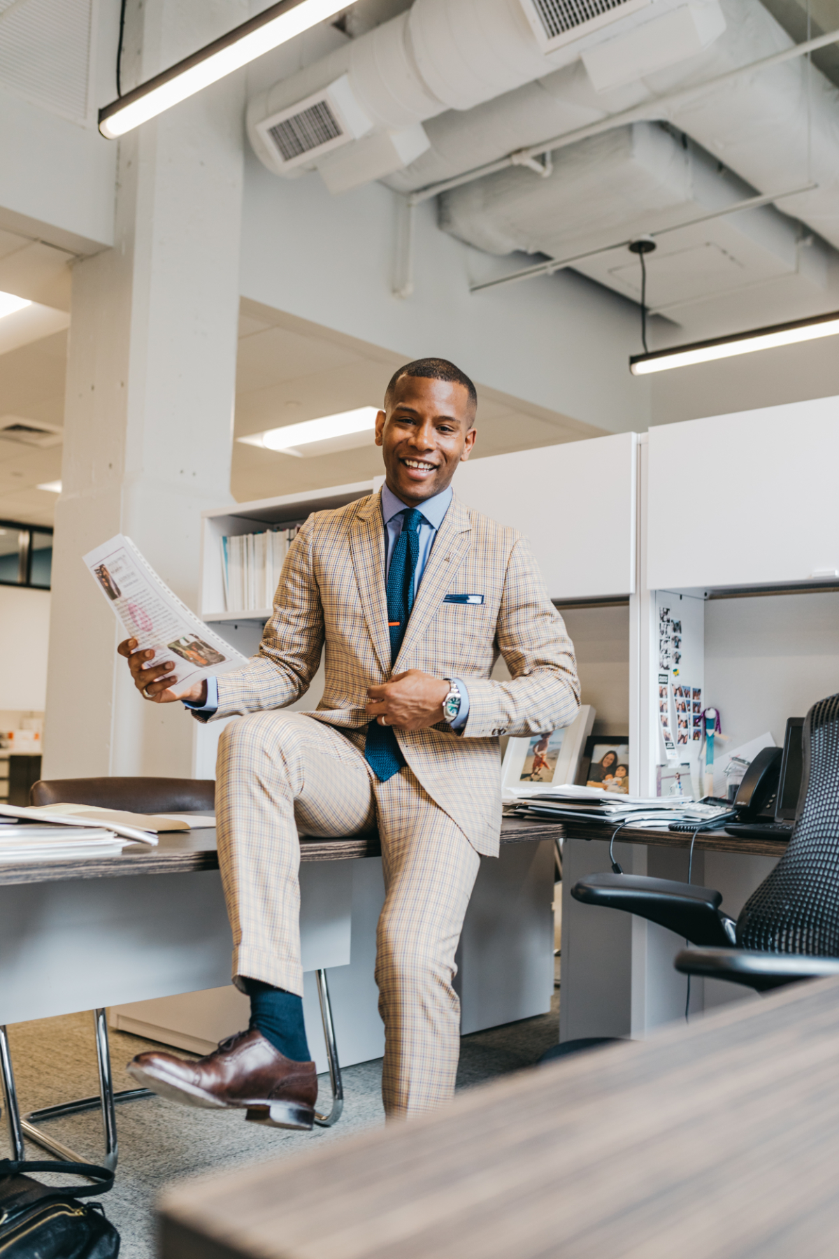 Sabir M. Peele of Men's Style Pro at Philly Mag Office wearing Lido Suit via ModaMatters