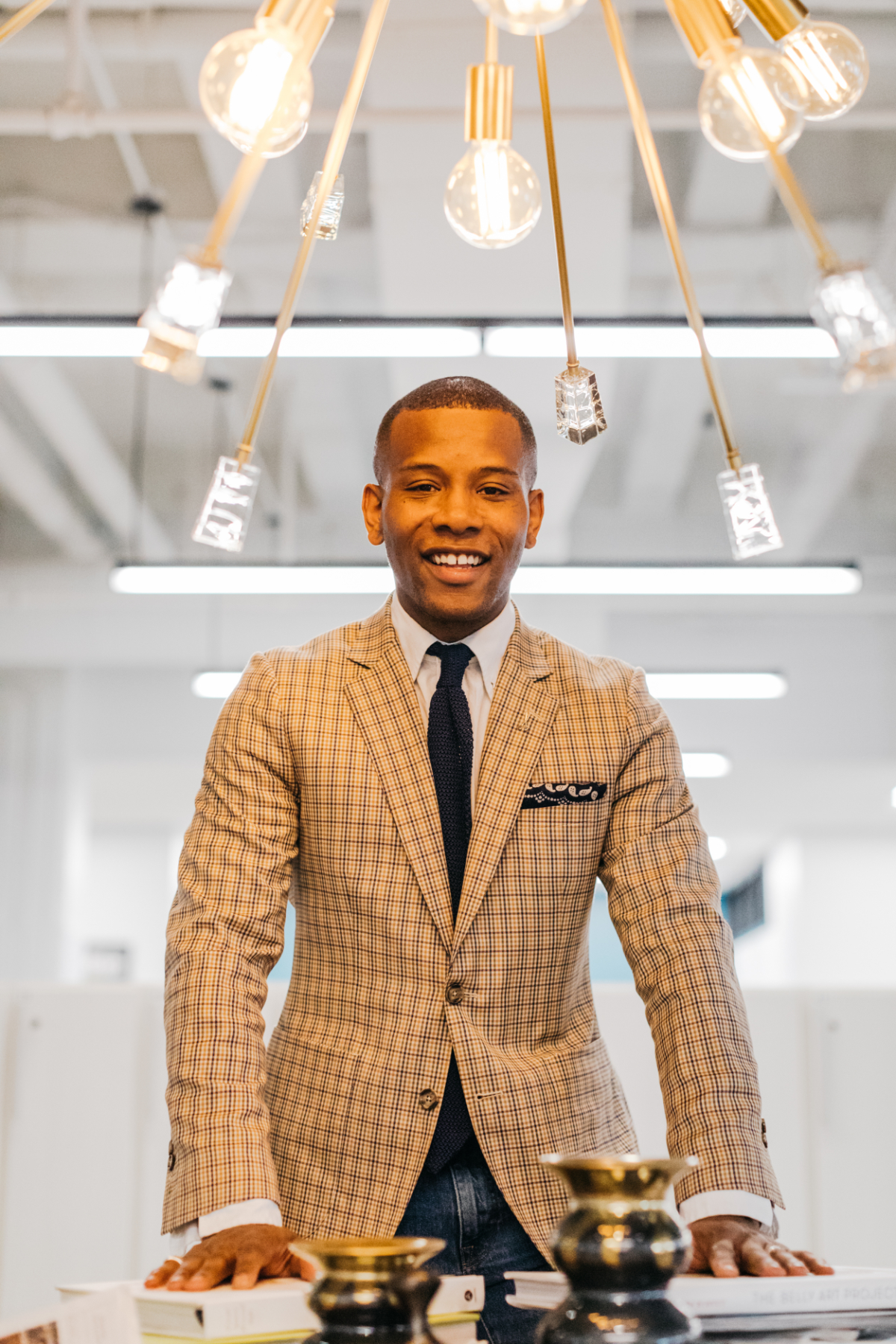 Sabir M. Peele of Men's Style Pro at Philly Mag Office wearing Lido Suit via ModaMatters Creative Office Style